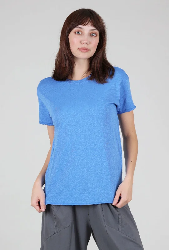 Short-Sleeve Step-Hem Crewneck Tee, Blue Cruise Relaxed Women's 