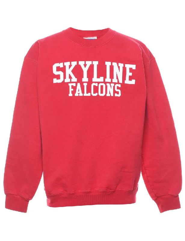 Red Skyline Falcons Printed Sweatshirt - S Preppy Women's College