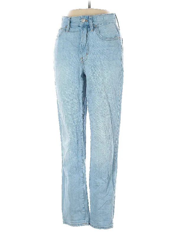 High-Rise Straight-leg Jeans in Light Wash Compression