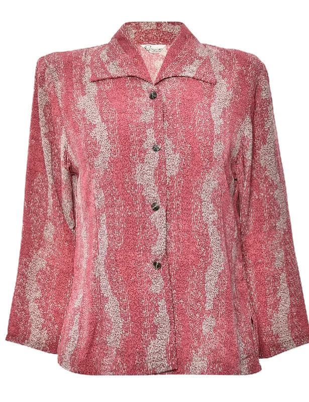 Button-Front Maroon Blouse - L Practical Women's Multi - 