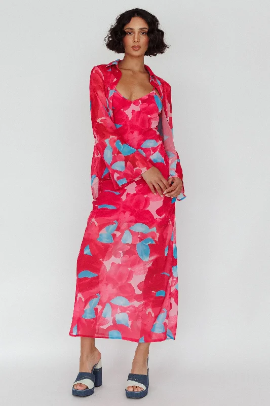 Stasi Cami Strap Midi Dress Floral Pink French