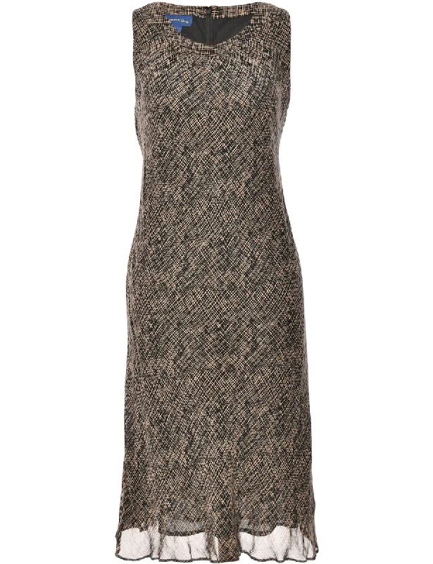 Midi Length Black Dress - M Casual Women's Loose - fitting