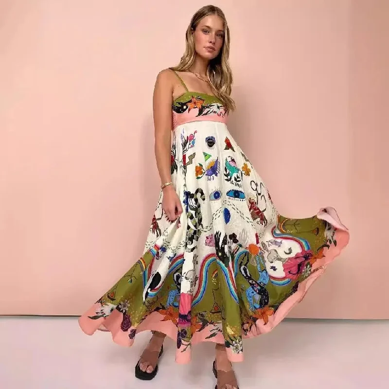 Louinna Summer Printed Maxi Dress performance