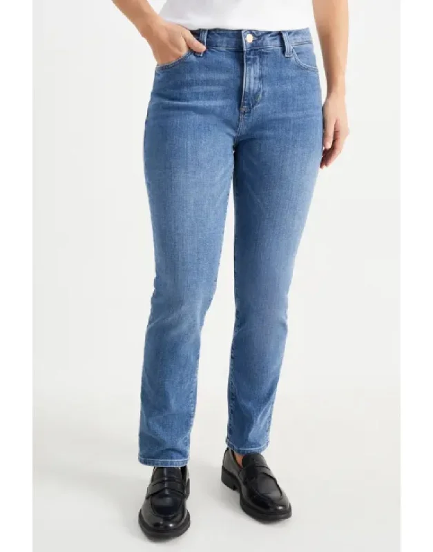 Mid Rise Slim Jeans Stretchable Dark Blue Streetwear Style for 