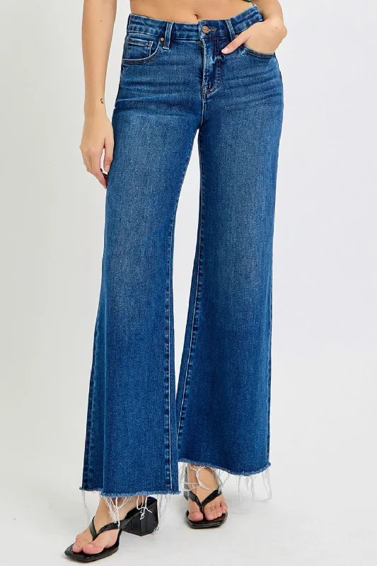 RISEN Tummy Control High Rise Wide Leg Jeans WH Rugged Women's Outdoor 