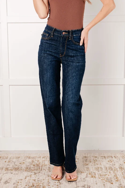 Judy Blue High Waist Classic Straight Leg Non Distressed Jeans Elegant Women's Formal 