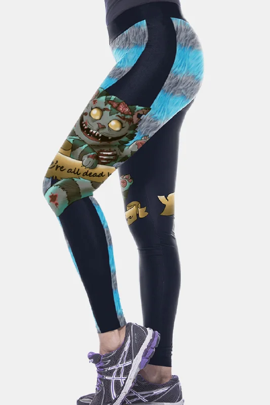 Black & Blue Printed Elastic Waistband Leggings Youthful Women's Pop