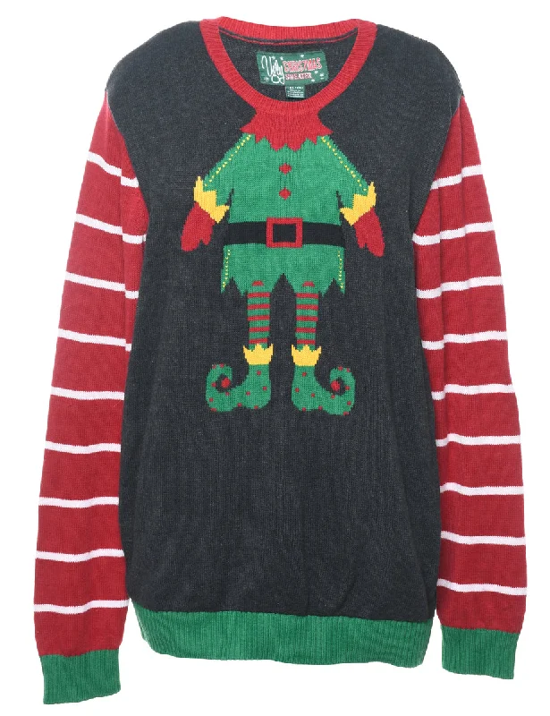 Santa Claus Christmas Jumper - L Youthful Women's Pop