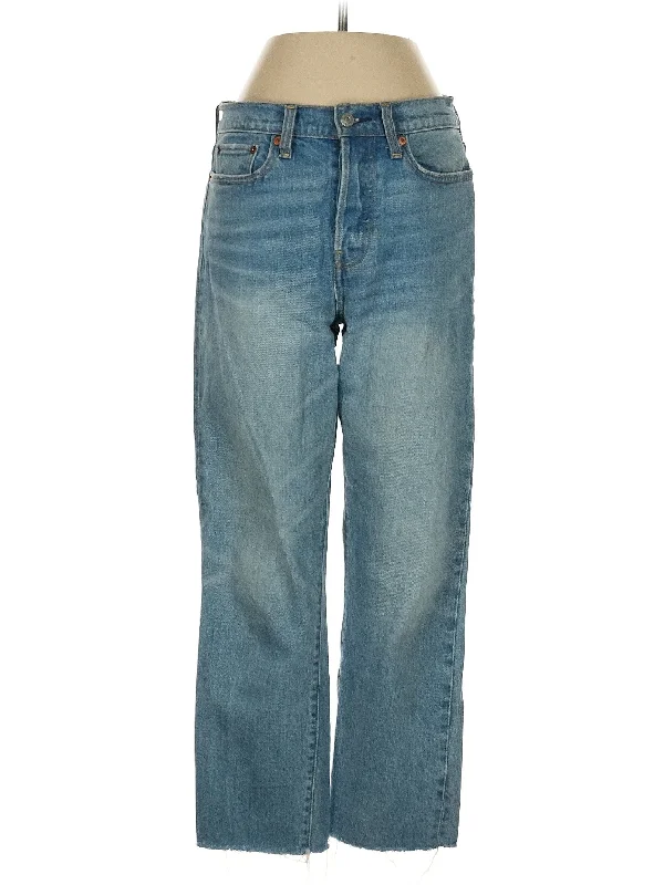 High-Rise Straight-leg Jeans in Light Wash Hip Women's Retro