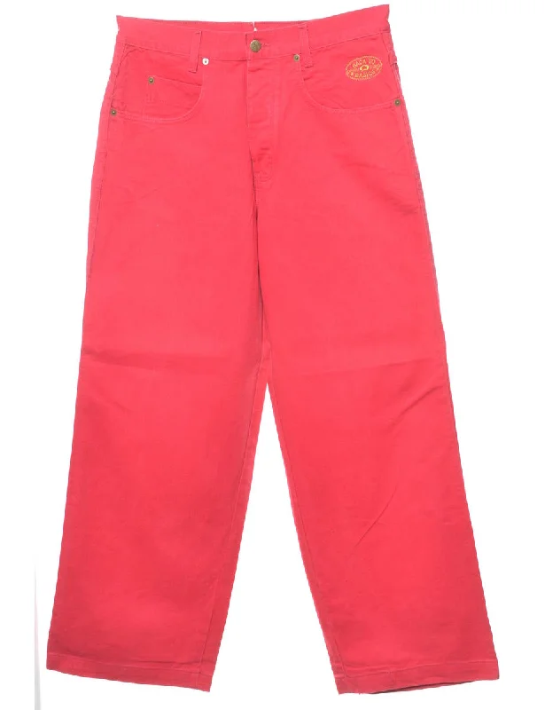 Hot Pink Straight Fit Jeans - W28 L30 Traditional Women's Wool