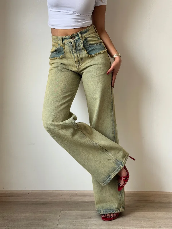 Shanghai Ash Blue Cloud Wide Leg Unisex Jeans Refined Women's Classic 